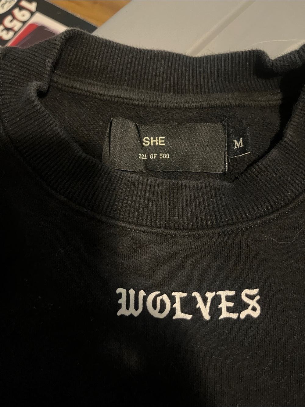 SHE 'WOLVES' Black Crewneck cropped Sweatshirt 221/500